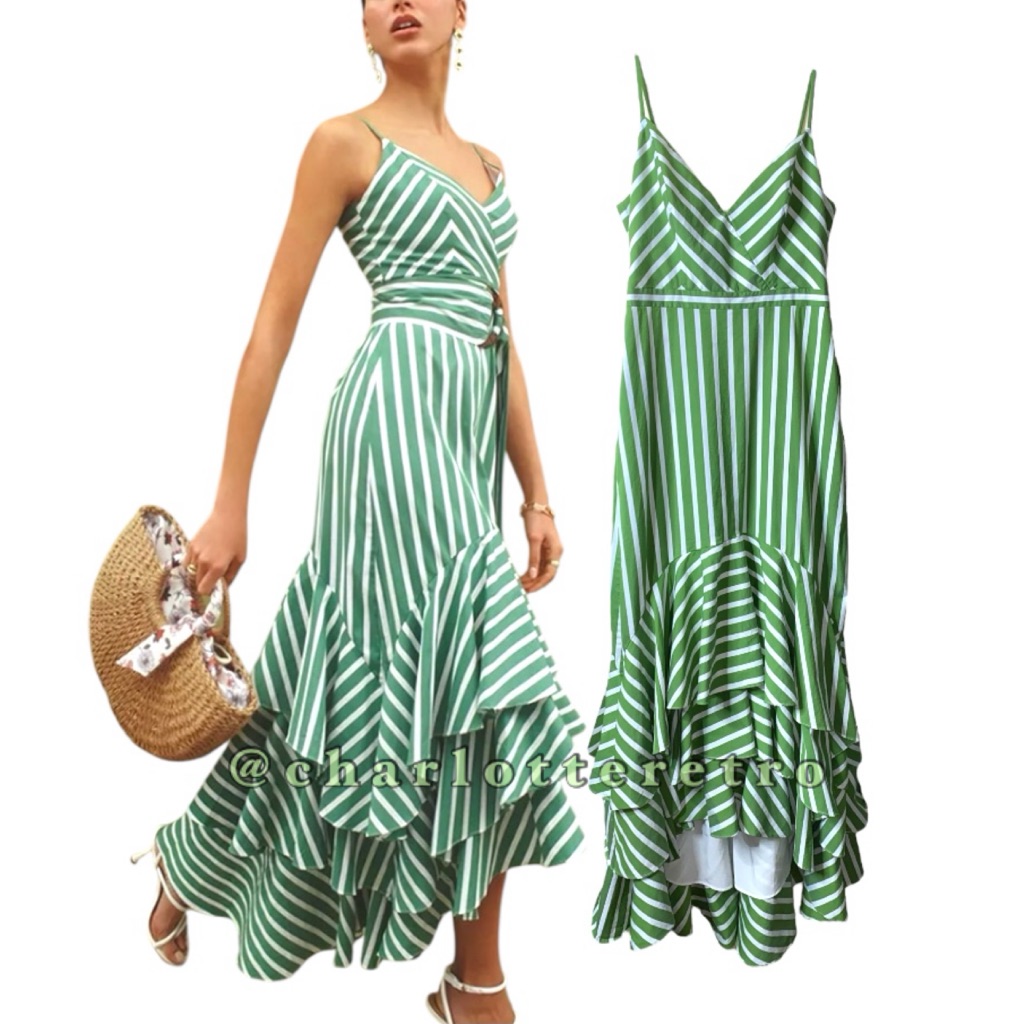 Bcbgmaxazria For Saks Striped High Low Maxi Dress